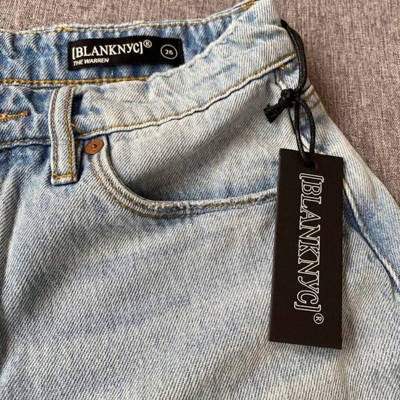 BLANKNYC The Warren High Rise Ripped Non stretch Denim Cutoff Shorts - Picture 6 of 7